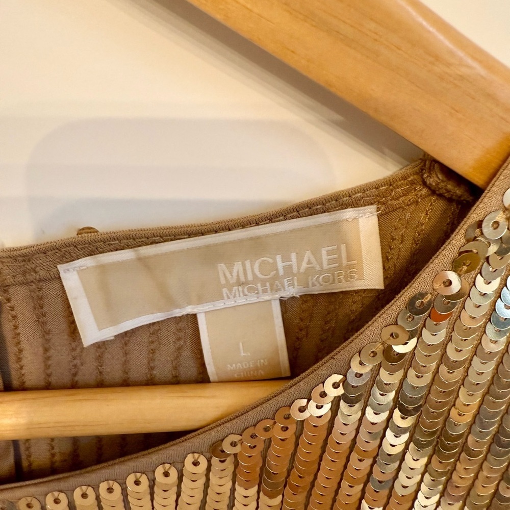 Michael Kors Gold Sequin Long Sleeve Dress - Picture 3 of 4